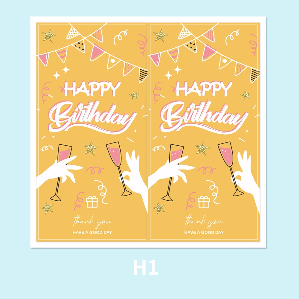 Set 50 Nhãn Dán Trang Trí Túi Bánh Sinh Nhật In Chữ Happy Birthday