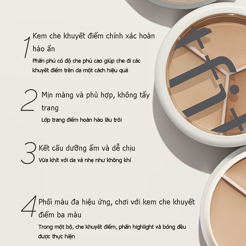 TFIT Kem Che Khuyết Điểm Ba Màu Che Phủ Quầng Thâm Mụn Và Sẹo Cho Nữ