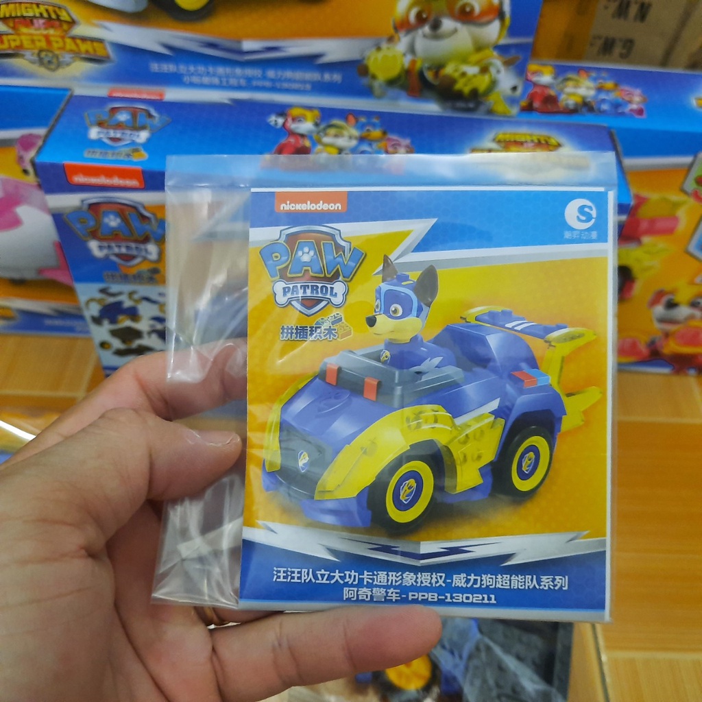 Bộ lắp ghép mô hình xe ô tô chú chó cứu hộ pawpatrol nhân vật cảnh sát Chase
