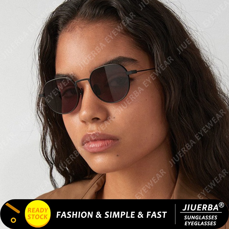 Kính Mát Thời Trang Khung Tròn Bằng Kim Loại Phong Cách Phương Tây