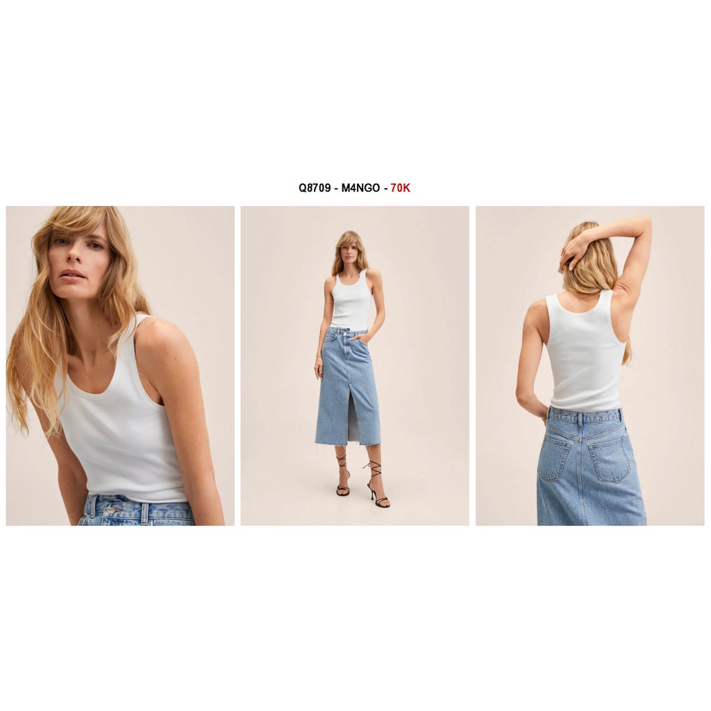 Q8709 - 	Áo thun gân ba lỗ Mango, trơn