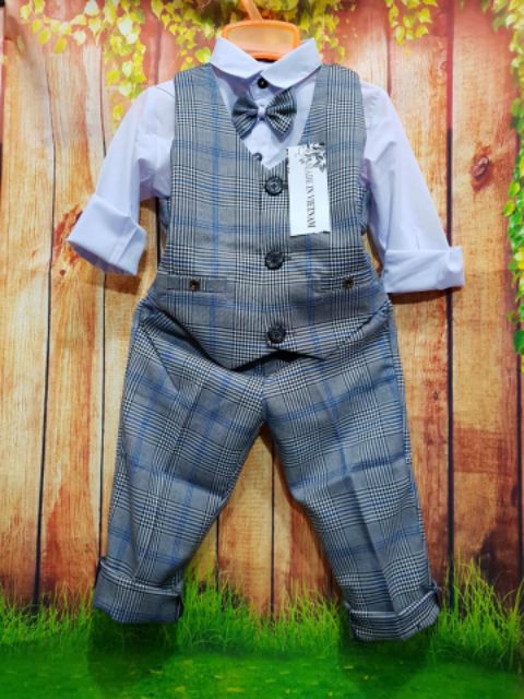 Bộ công tử kẻ hàng Cao Cấp siêu dễ thương cho bé trai 8-23kg