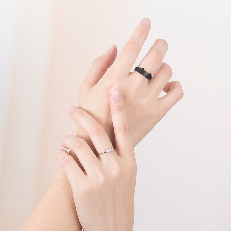 Nhẫn Cặp Hình Mèo Trắng Đen Phong Cách Nhật Hàn Đơn Giản Cho Nữ