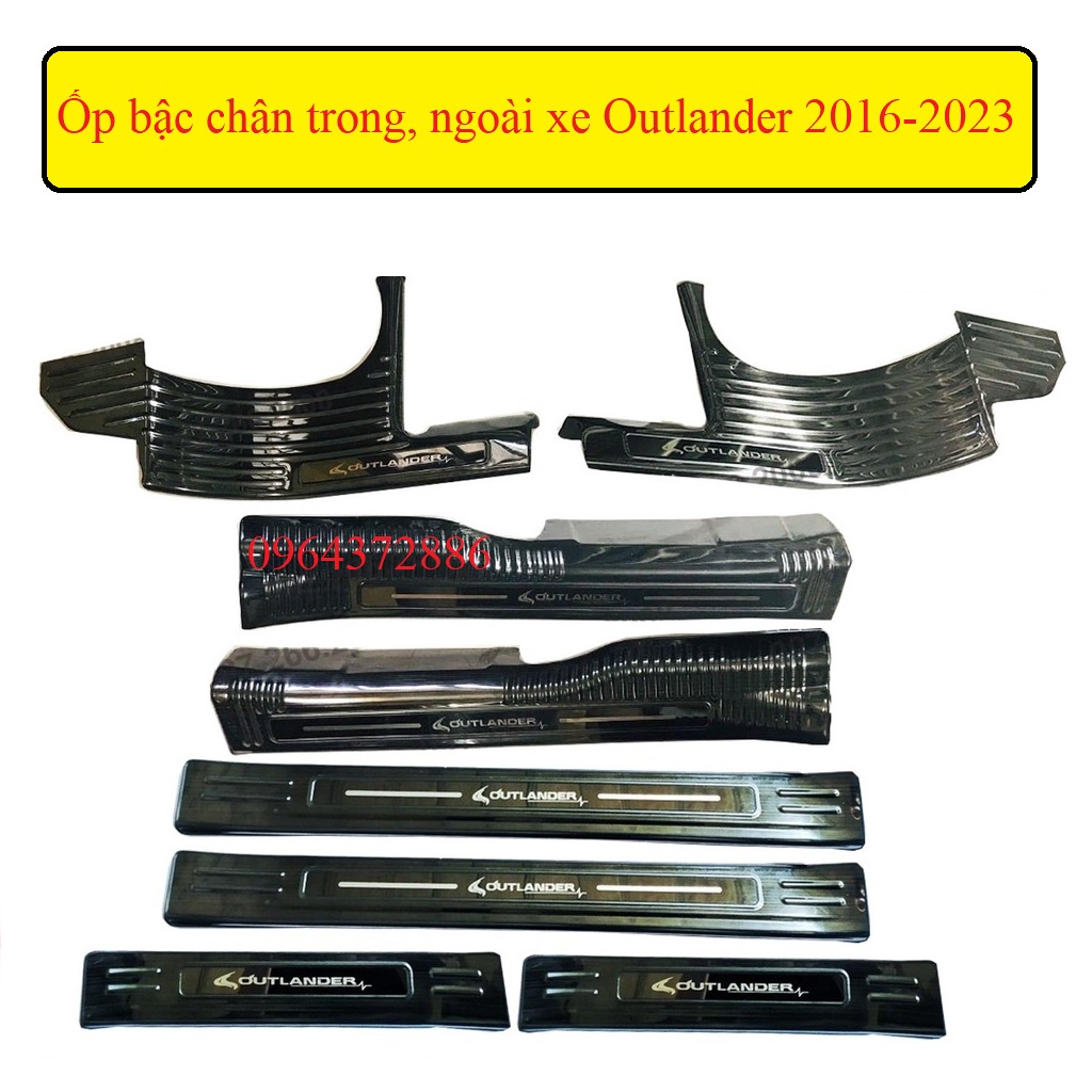 Ốp bậc cửa, nẹp bước chân Mitsubishi Outlander 2016-2022 cao cấp - mẫu Titan 8 chi tiết