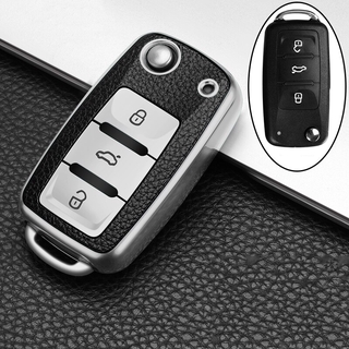 Bao da chìa khóa xe hơi volkswagen vw polo tiguan passat b5 b6 b7 golf eos scirocco jetta mk6 octavia