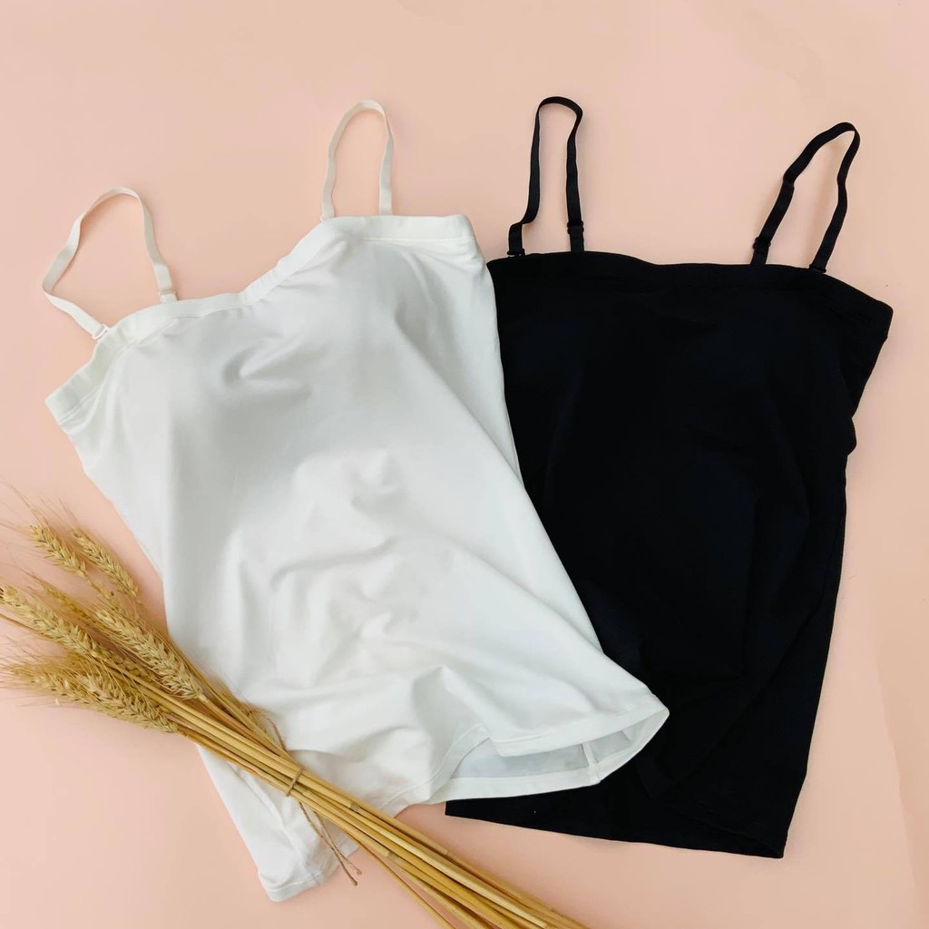 Áo hai dây Nhật chất liệu cotton co giãn có sẵn cup ngực trong áo - mặc nhà - mặc lót - nâng ngực - kimshop