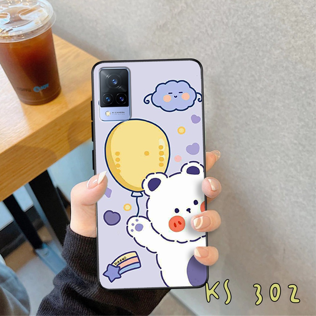 Ốp lưng Vivo V20 - Vivo V20e - Vivo V21 - Ốp in hình gấu &amp; thỏ đang yêu - lưng nhám viền TPU cao cấp