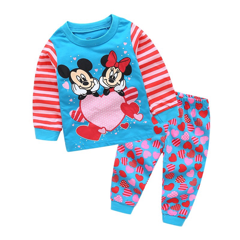 Bộ Đồ Ngủ In Hình Chuột Minnie Dễ Thương Cho Bé Gái