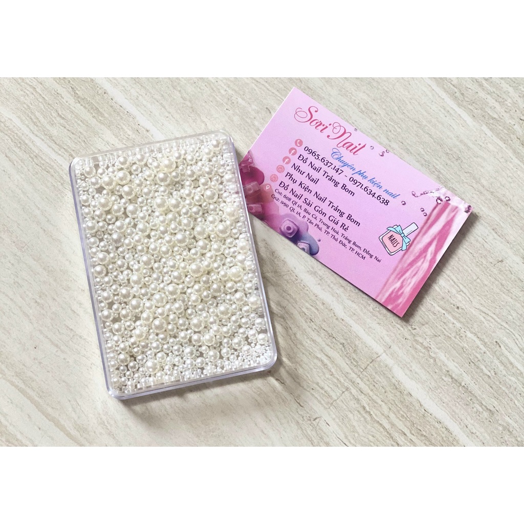 Khay Hạt Trai Tròn Set Hạt Trai Nhiều Size Nail