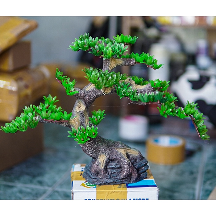 TIỂU CẢNH BONSAI GIẢ TRANG TRÍ BỂ CÁ NON BỘ CAO 26CM DÀI 30CM