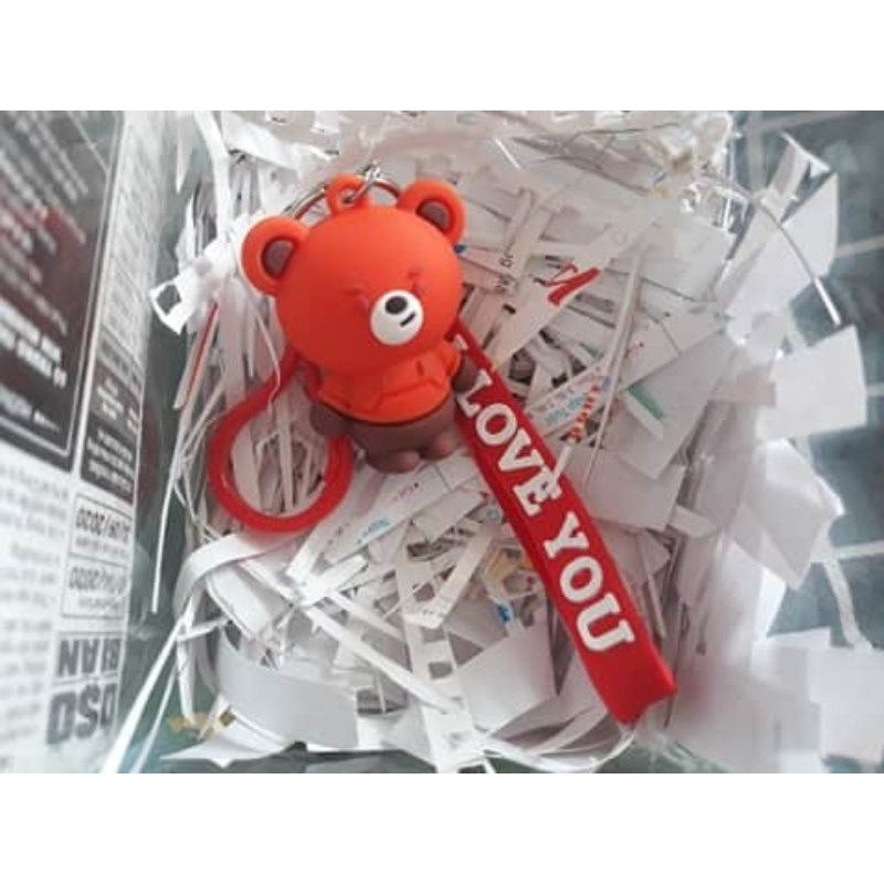 Móc khoá Gấu đỏ có chữ I love you