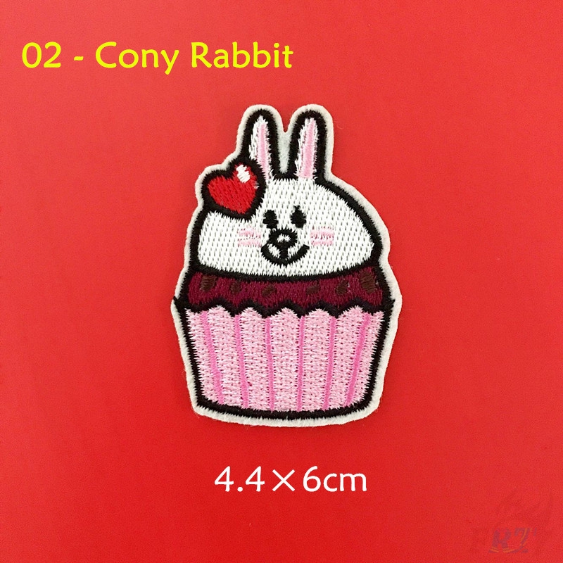 Miếng vá ủi/thêu trang trí quần áo hình bánh hamburger brown/cupcake cony DIY