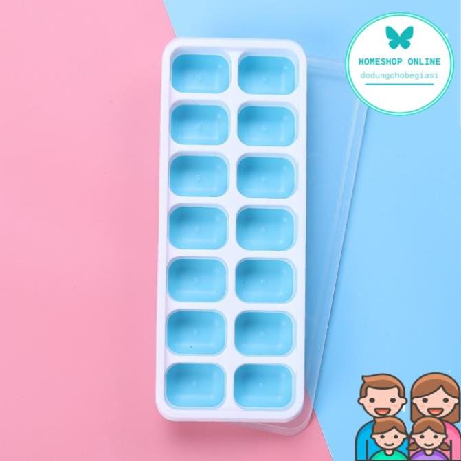 Khay Đá Silicon Có Nắp Đậy 14 Viên, Khay Làm Đá Thạch Kem Chống Mùi Tuyệt Đối HOME SHOP ONLINE giá sỉ