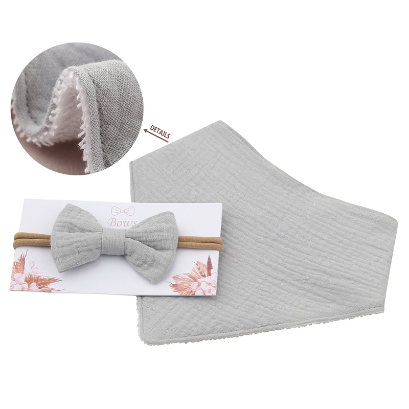 Set 2 Yếm Ăn Hình Tam Giác Thắt Nơ Xinh Xắn Cho Bé Gái