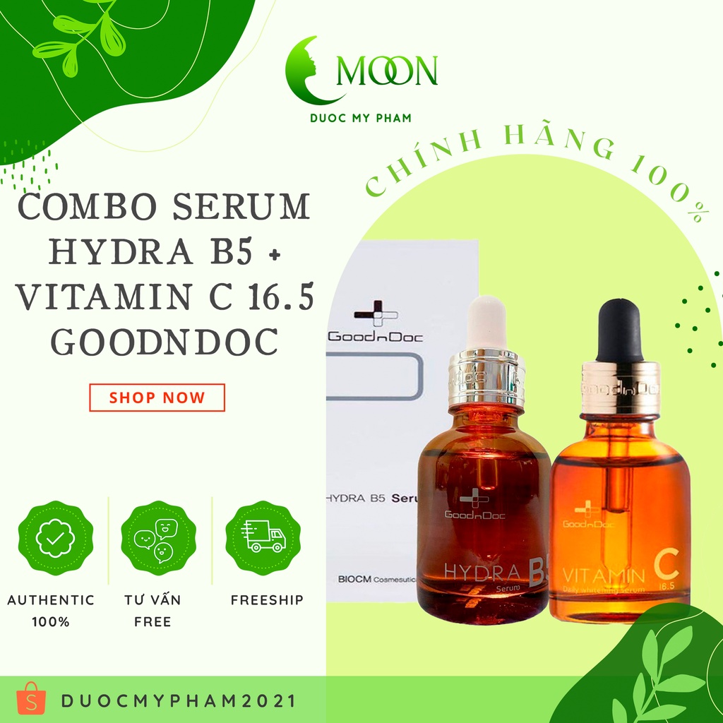 [NEW CHÍNH HÃNG] Combo GoodnDoc SERUM B5 + VITAMIN C (Cấp Âm,Trắng Da,Ngừa Thâm)