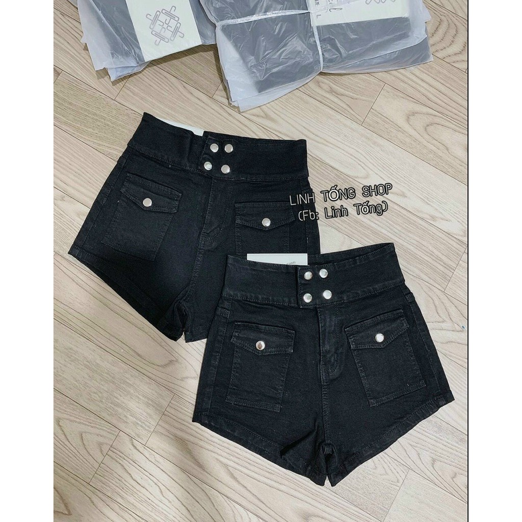 Siêu hot quần jean đùi lưng cao 4 nút mix 2 túi