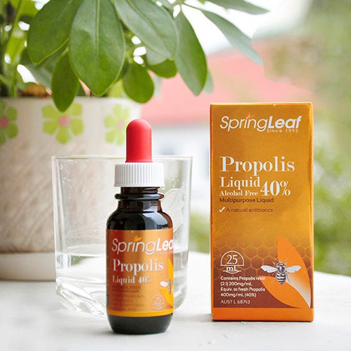 Keo ong SpringLeaf Propolis Liquid 40% - Hỗ Trợ Giảm Các Triệu Chứng Ho Do Nhiễm Lạnh Và Cảm Lạnh