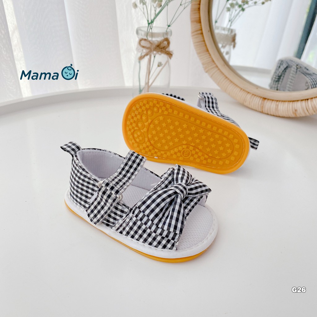 G26 Giày tập đi cho bé dép tập đi sandal đế nhựa nơ trắng đen mềm mại êm chân cho bé của Mama Ơi - Thời trang cho bé