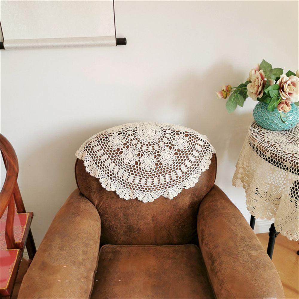 SUYO Khăn Trải Bàn Ăn Hình Tròn Phối Ren Phong Cách Vintage