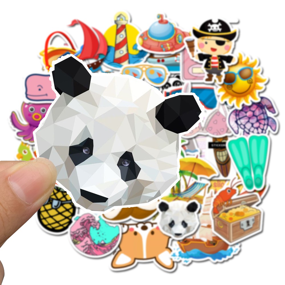 Set 50 sticker VSCO phong cách biển mùa hè chống thấm nước dán trang trí vali/ máy tính/ xe đạp DIY cho trẻ em