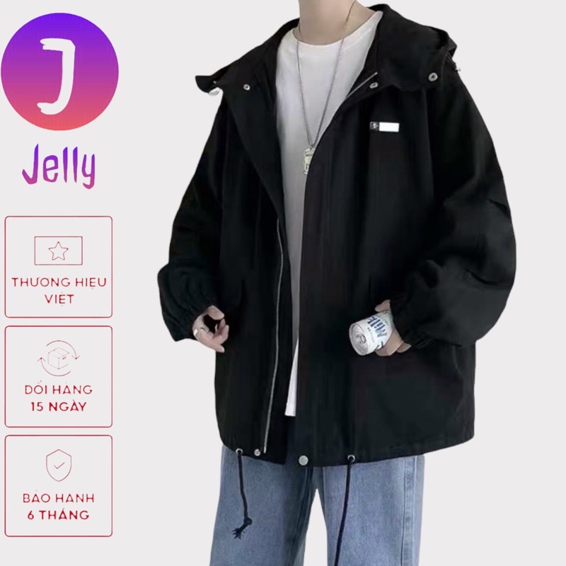 Áo Khoác Dù Nam 2 Lớp Có Nón, 2 Màu Form Rộng Có Túi Trong Che Nắng Chắn Gió Tốt Mặc Đẹp [Jellyfashion]