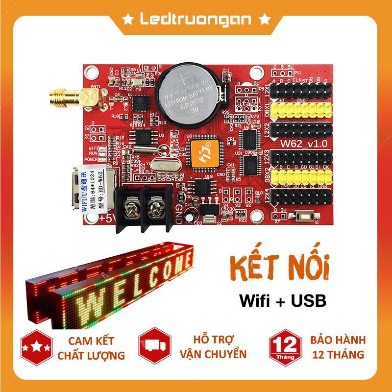 Mạch điều khiển, Card HD W62  WIFI điều khiển led ma trận Module 1 màu, 3 màu | WebRaoVat - webraovat.net.vn