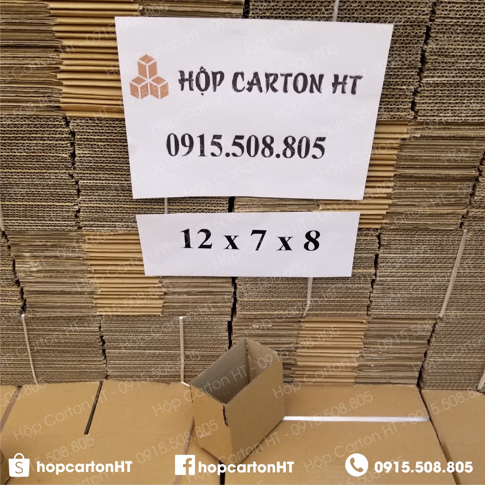 12x7x8 Combo 100 hộp carton, thùng giấy cod gói hàng, hộp bìa carton đóng hàng giá rẻ