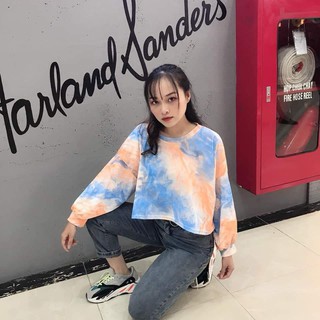 (Sale tết) ÁO CROPTOP LOANG MÀU FORM UNISEX OVERSIZE HOT - hàng xả đón tết