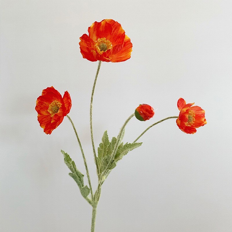 Hoa lụa Poppy Heodecor HL014,giống thật 99%,hoa lụa cao cấp decor