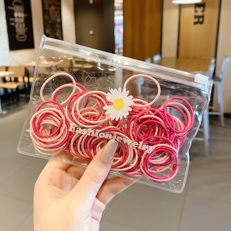 Bộ 100 Dây Cột Tóc Cao Su Nhiều Màu Sắc Thời Trang Hàn Quốc Cho Nữ