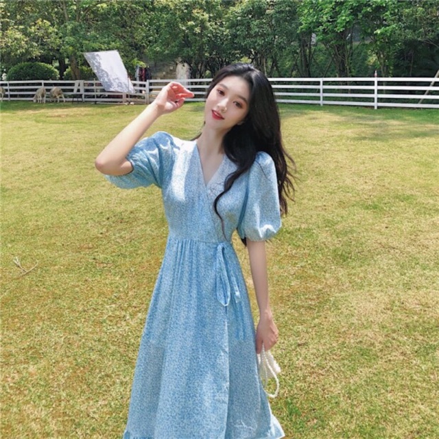 Đầm maxi xanh đuôi cá//