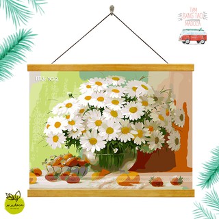 Tranh Khung Gỗ Dây Lọ hoa cúc trắng G102
