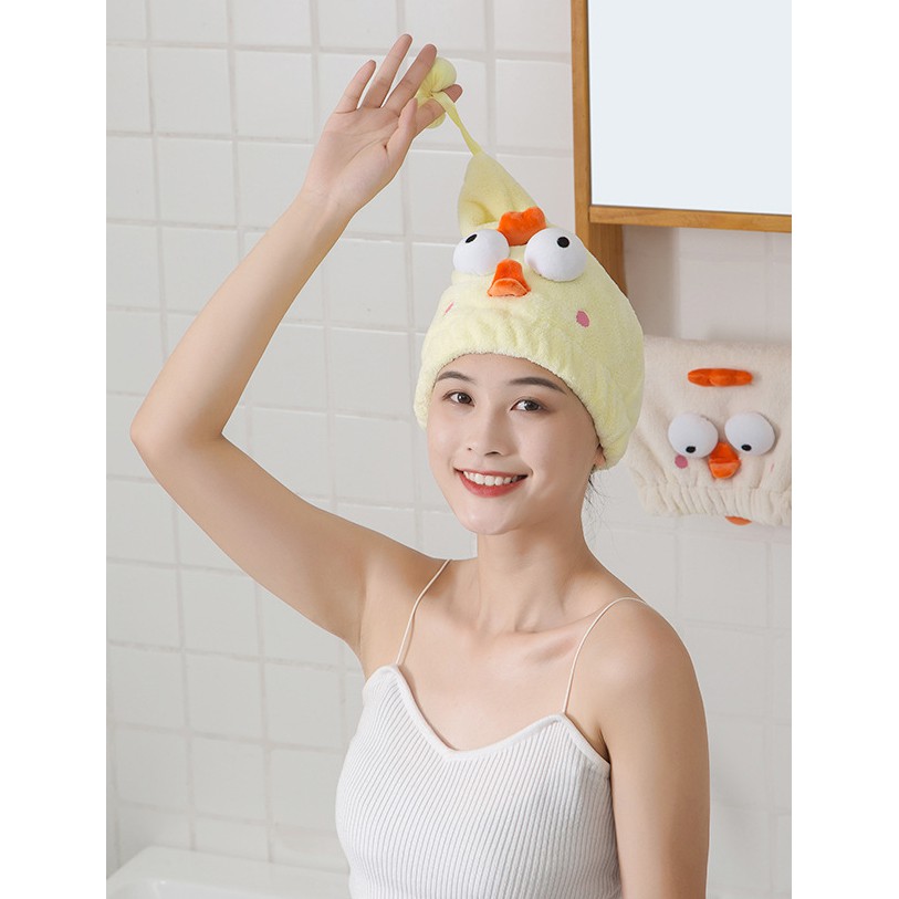 Khăn Trùm Ủ Tóc Nhanh Khô Vịt Môi Trề Siêu Cute - Dumi Shop