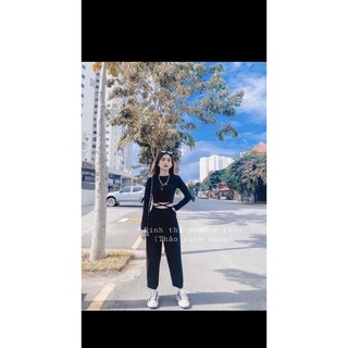 Áo Crotop Tay Dài Dây Đan Siêu Hottt