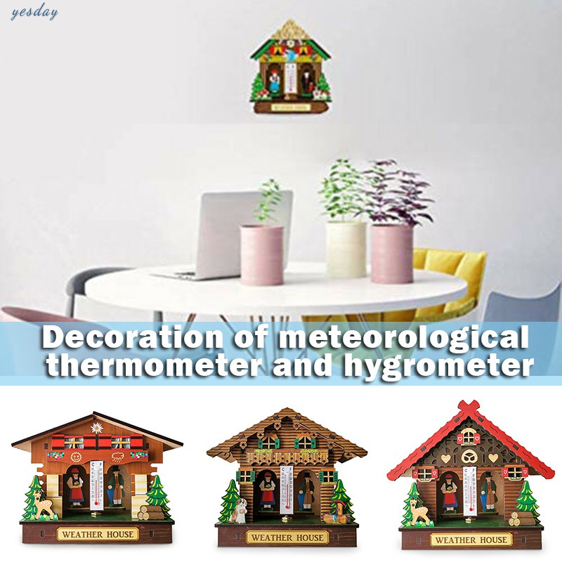 Weather House Chalet Barometer Thermometer Hygrometer Hanging Ornaments Decoration