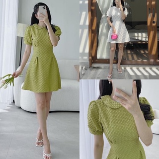 Váy tay ngắn cổ sen baby xếp eo