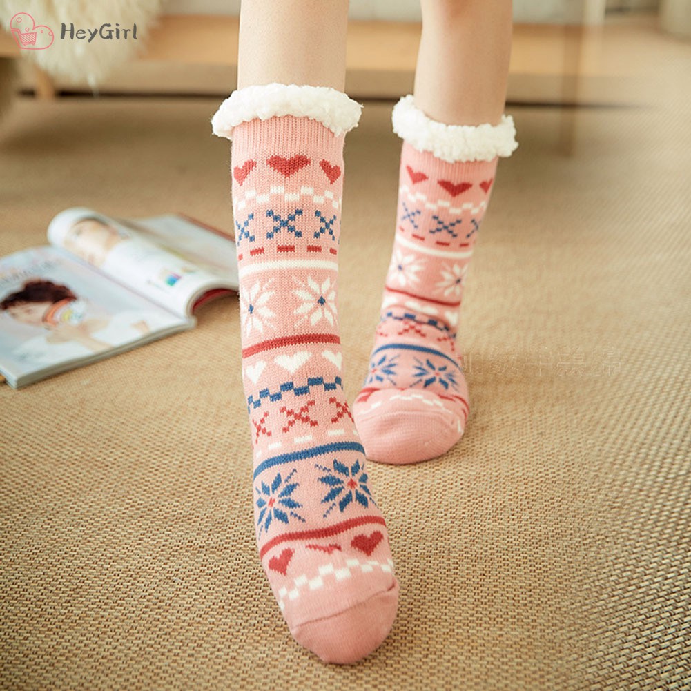 1Pair Warm Ultra-Plush Slipper Socks Thick Anti Slip Indoor Floor Ankle Sock