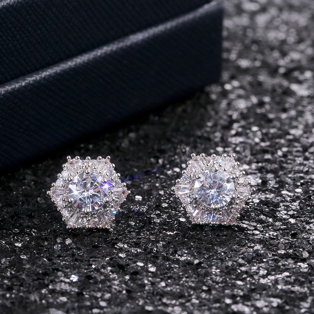 [Hàng Mới Về] Bông Tai Đính Đá Zircon Trắng Sang Trọng