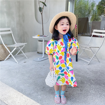 Váy Cổ Tròn In Họa Tiết Dễ Thương Cho Bé Gái