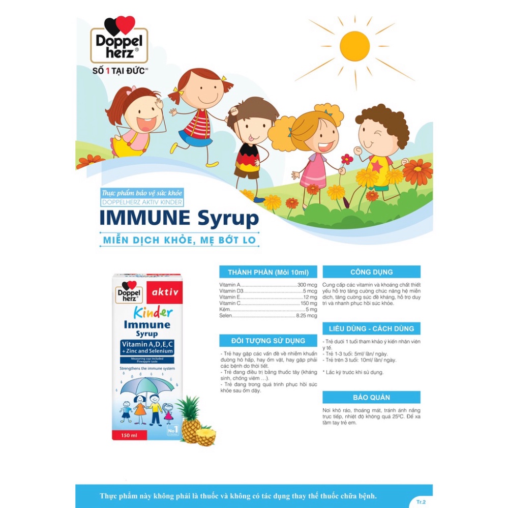Siro tăng sức đề kháng phòng ngừa ốm vặt cho bé Doppelherz Aktiv Kinder Immune Syrup (C