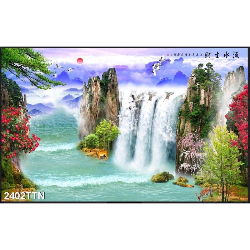 Tranh 3D trang trí hồ cá, bán cạn tiểu cảnh - chủ đề Thuỷ mặc part 2