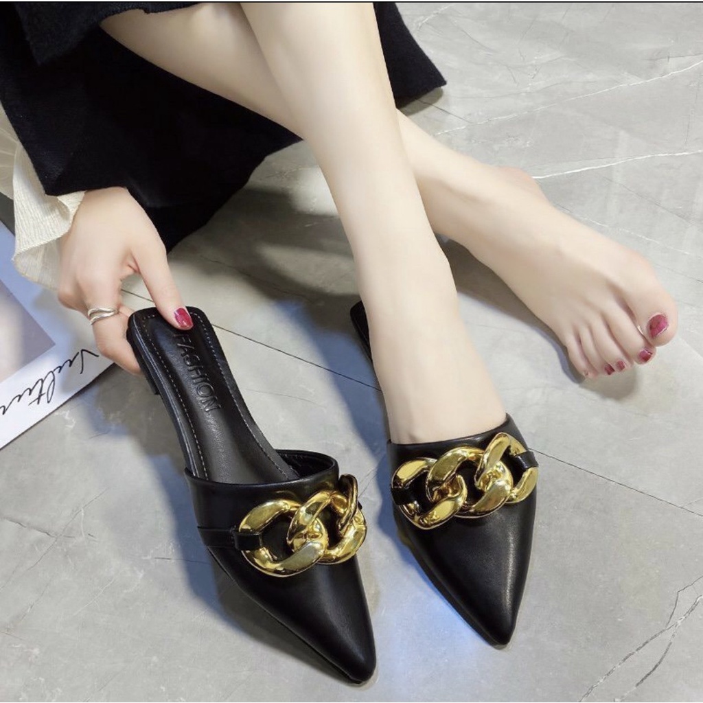 Dép sục khóa xích mũi nhọn sang trọng,lịch sự size 36/39