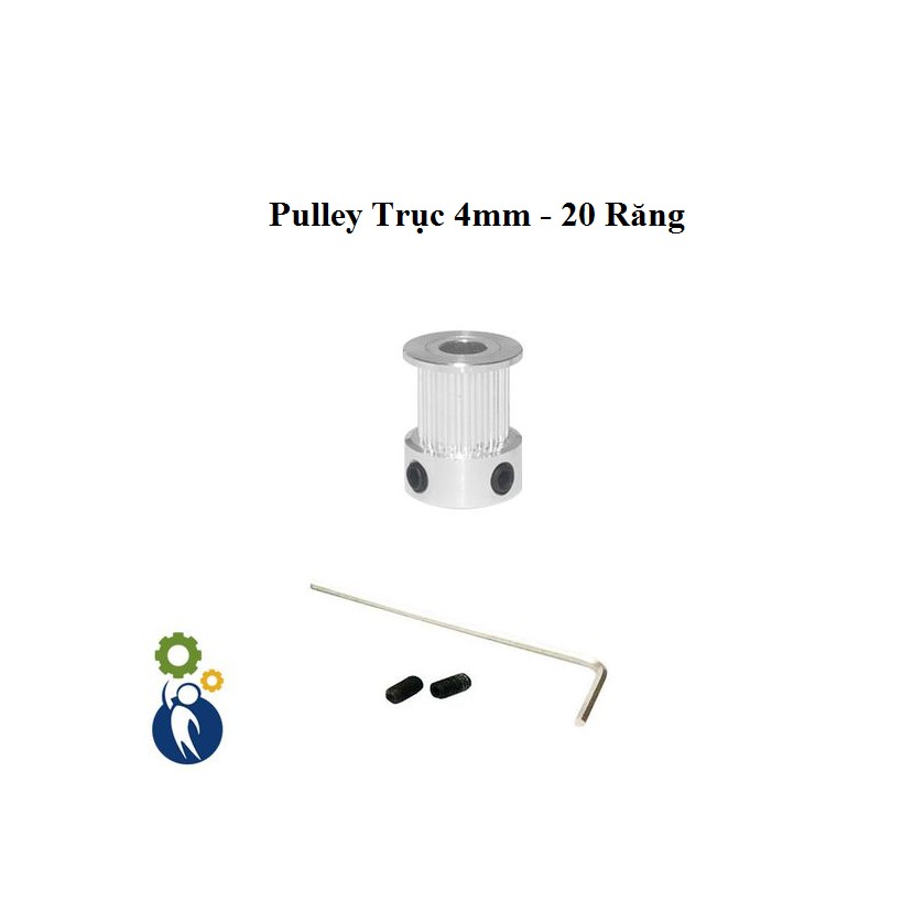 Buly, Puly, Pulley Trục 4mm - 20 Răng, sử dụng với dây đai 2GT-6mm