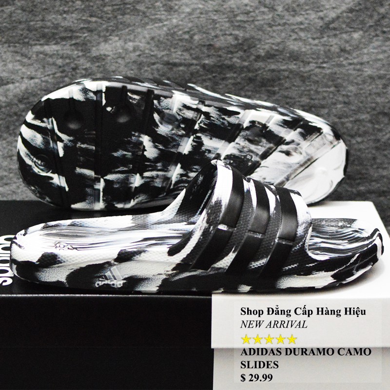 Dép Adidas Duramo Camo chính hãng màu trắng đen sọc đen