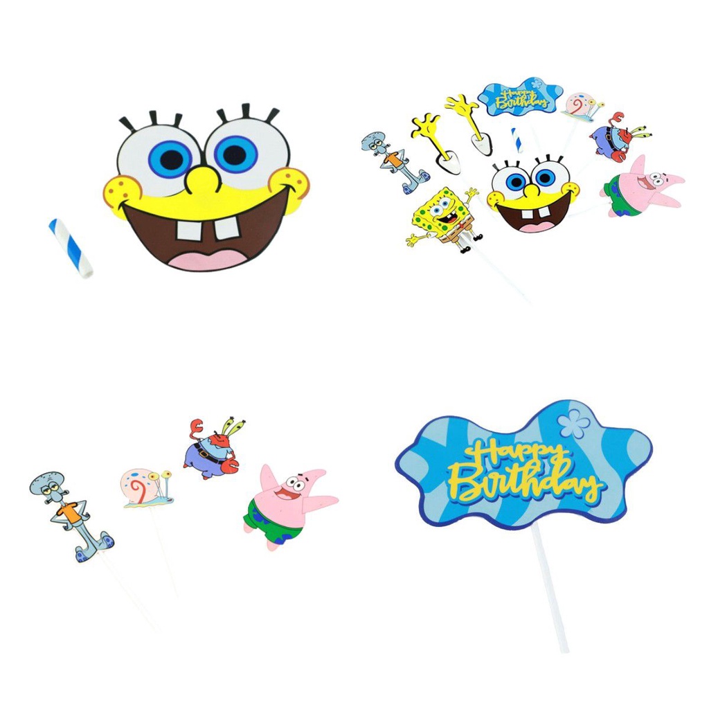 lovely Spongebob Squarepants Themed Cake Decorating Kids Birthday Party Supplies gift