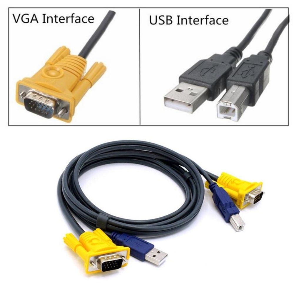 Cáp KVM USB 1.5m - Cáp kết nối giữa bộ KVM với PC ứng dụng trong các trung tâm server, máy tính, phòng hát karaoke