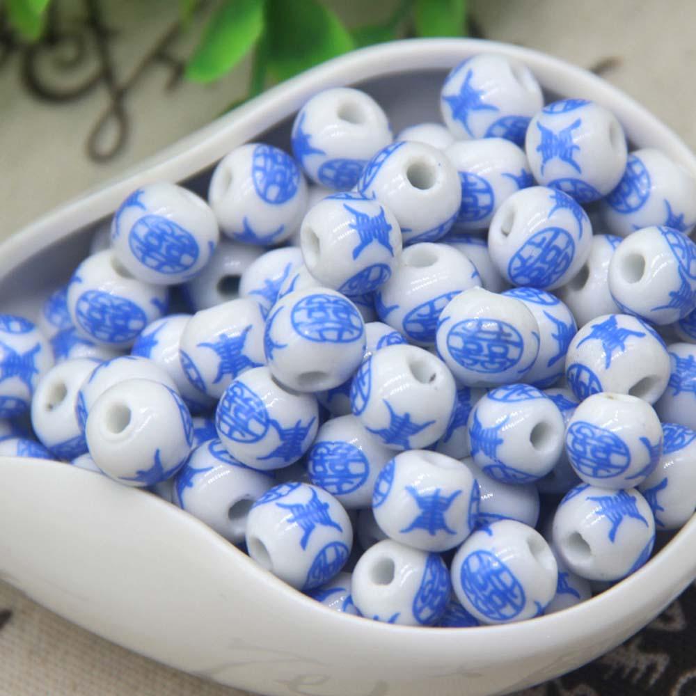 Set 10 Hạt Sứ Tròn 10mm Tự Làm Trang Sức Tiện Lợi