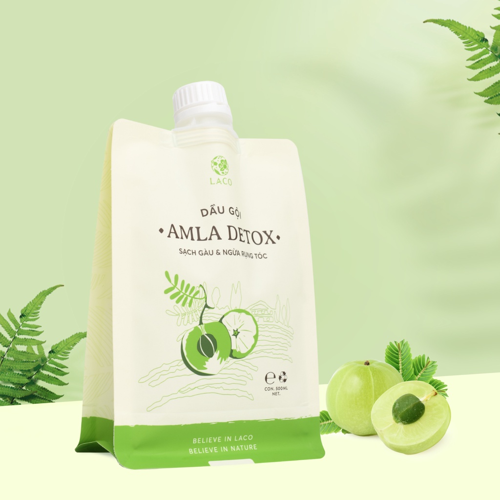 Dầu gội Laco Amla detox 500ml sạch gầu và ngừa rụng tóc