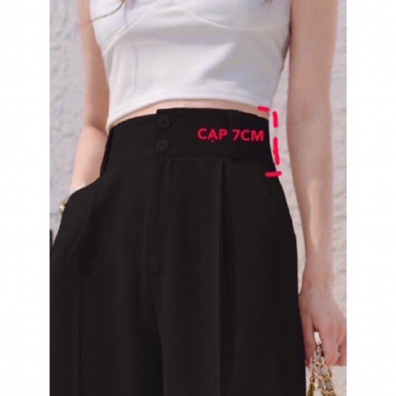 Quần ống rộng cạp cao 2 khuy siêu dài