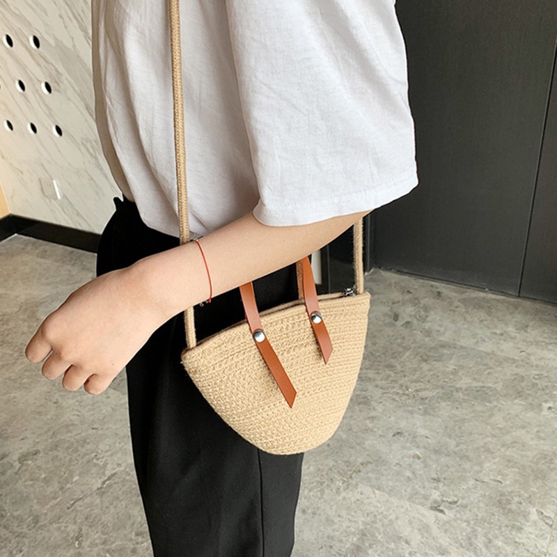 Túi Đeo Vai Đan Sợi Kiểu Pháp Cổ Điển Thời Trang Đi Biển Cho Nữ